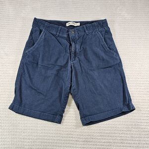 True Craft Shorts Mens 34 Blue Flat Front Chino Pockets Cotton Stretch Casual